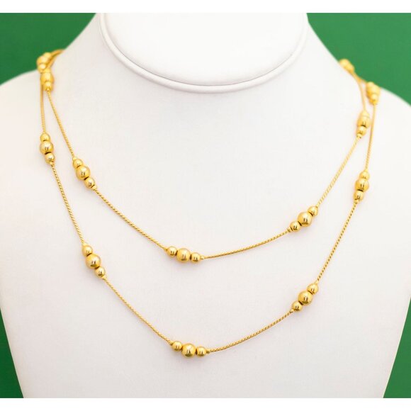 Vintage Boho Gold Tone Multi Strand Necklace by Avon 22.5 Inches K18 - Picture 2 of 3